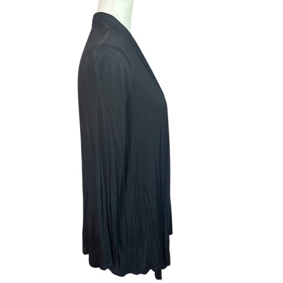 Classic Black Open Front Knit Cardigan - Picture 4 of 5